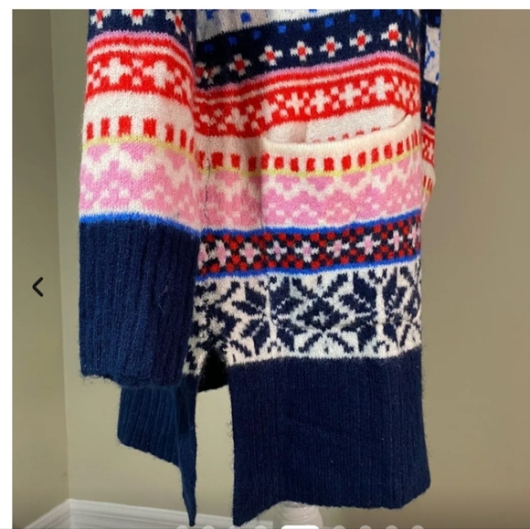 NWT Old Navy Cozy Fair Isle Long Line Nordic Duster Open Cardigan Small, multi - Picture 5 of 11